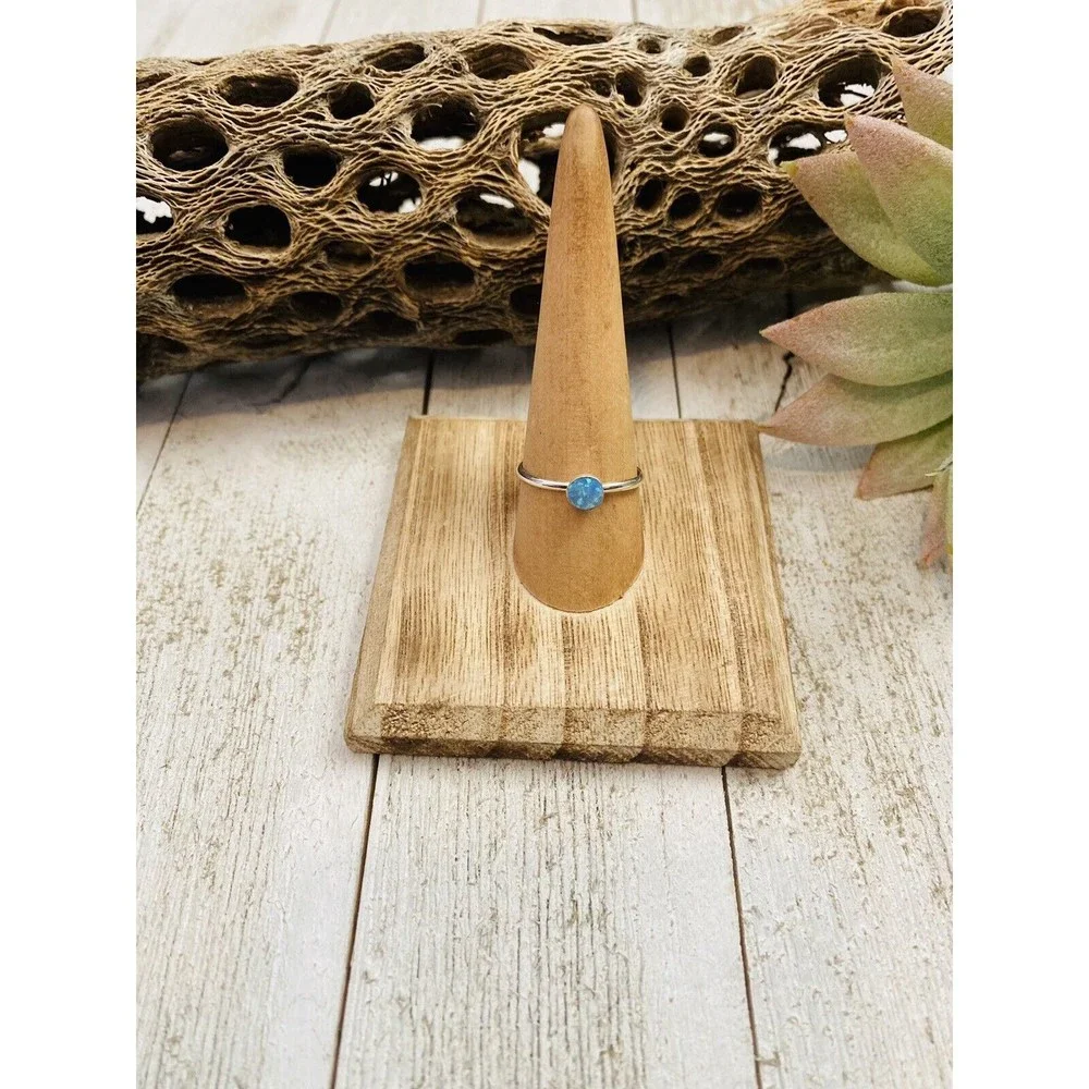 Zuni Sterling Silver & Blue Opal Ring - Picture 2 of 7